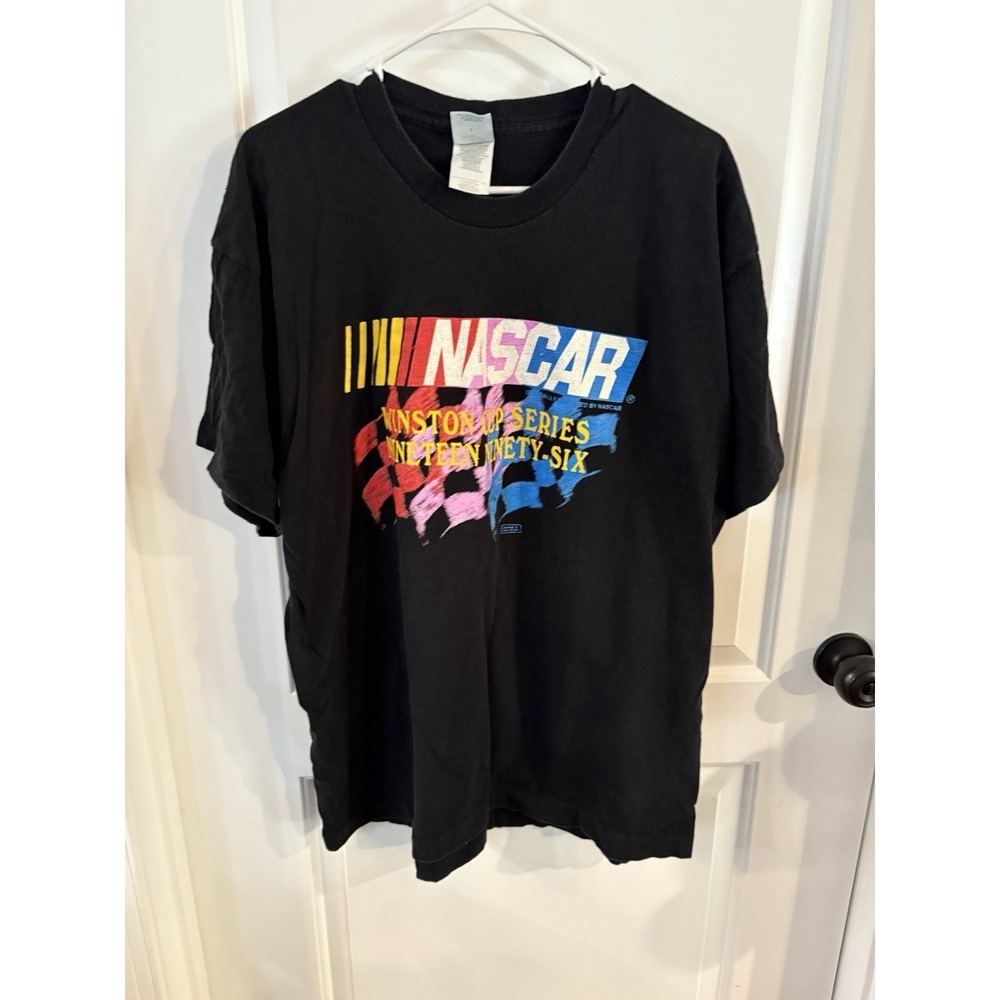 VTG 1996 NASCAR Winston Cup Series Black Graphic Tee Shirt Size Adult XLarge